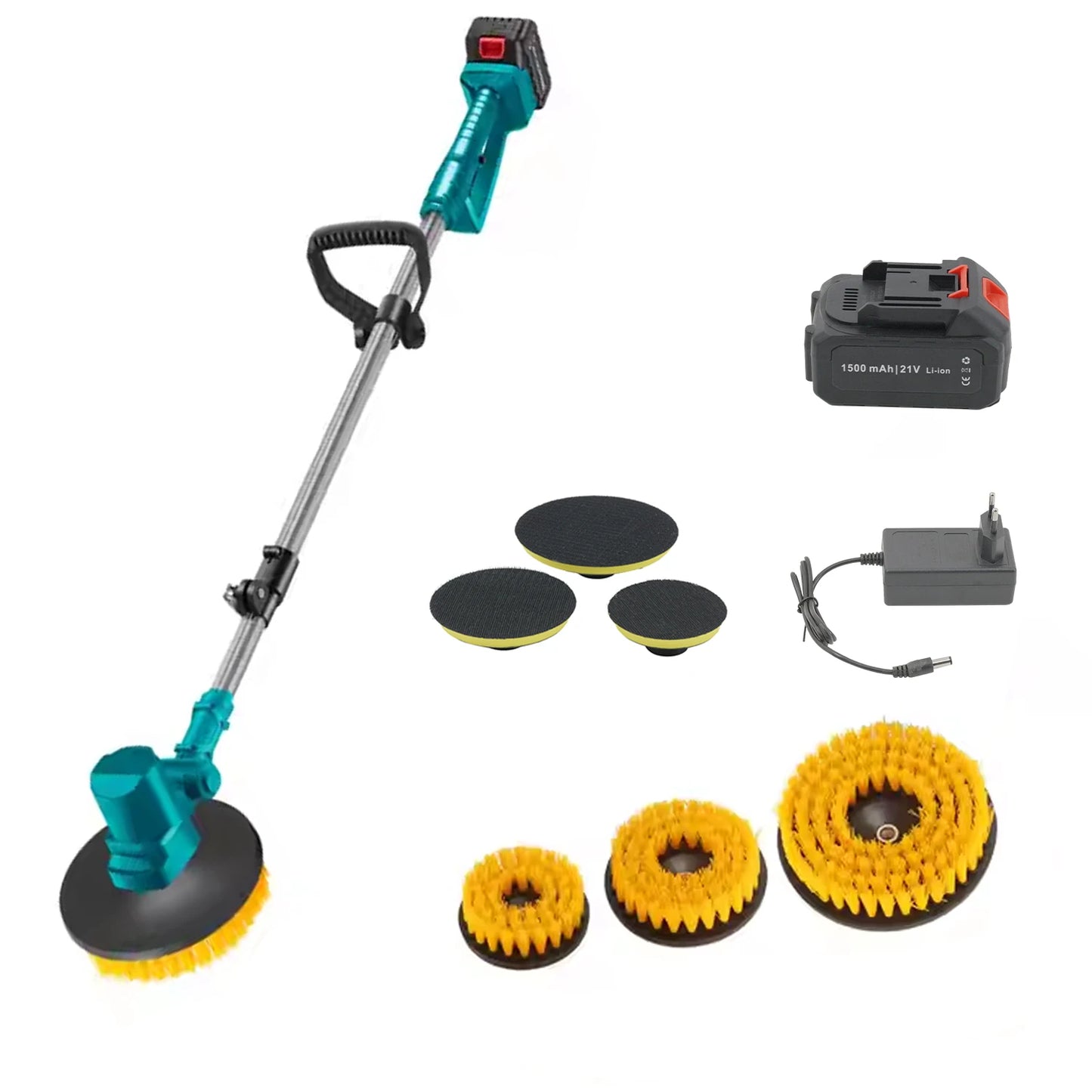 Vertak Powerful 3 in 1 Electric Spin Scrubber Brush Extension Handle Household Electric Spin Brush Cordless Motor Cleaning Brush
